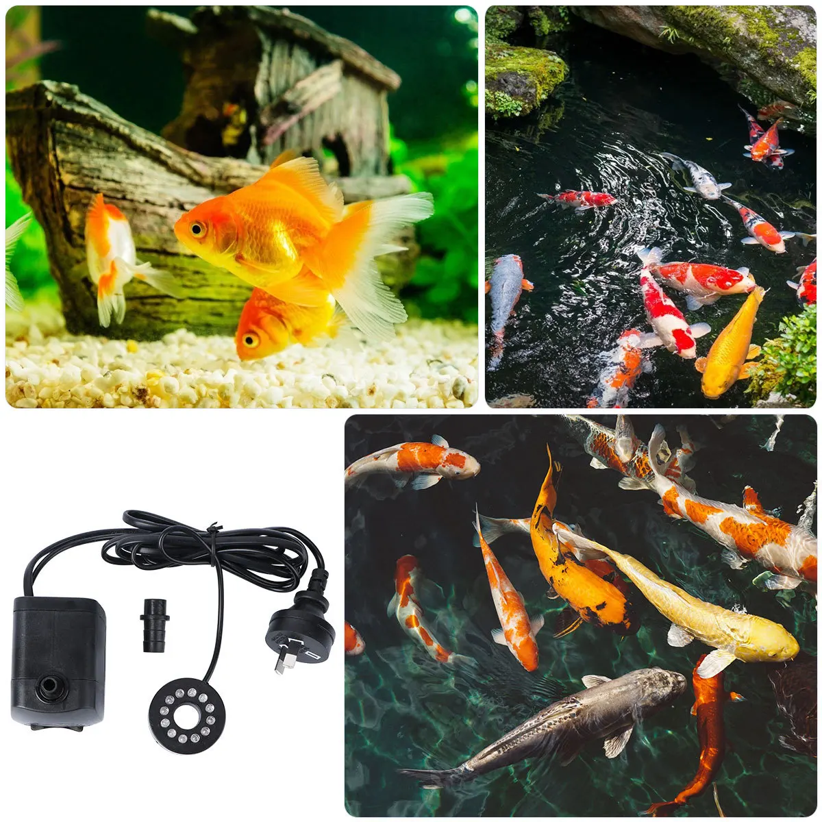 

800L H Submersible Pump Powerful Mini Water Pump LED Light Filter Cover Acid Alkali Resistant for Aquarium Fish Tank Fountains
