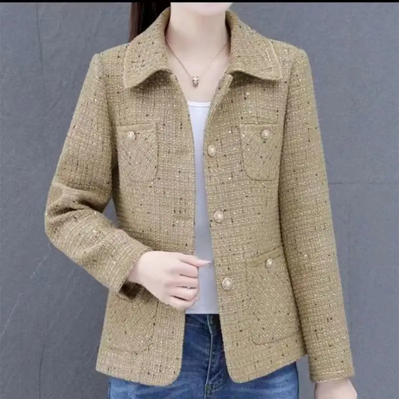 New 2024 Spring Autumn Short Coat Fashion Women's Jacket Top Single Breasted Small Suit Coat Korean Female Outerwear 5XL