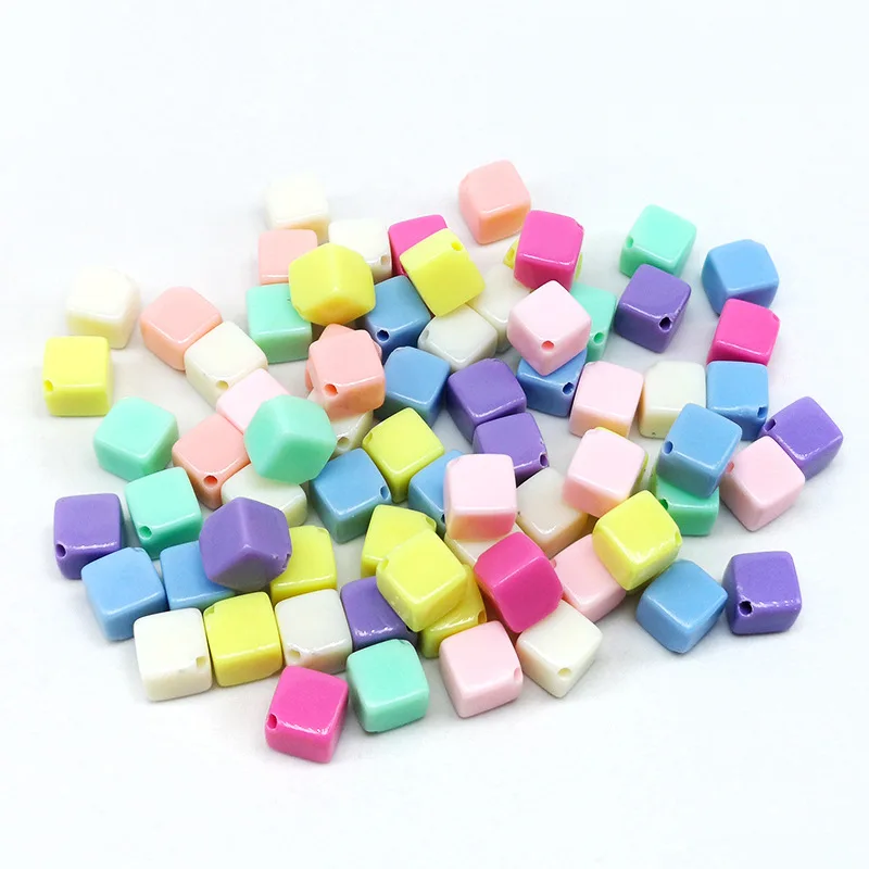 

Fashion trend 10mm square beads oblique hole jelly acrylic candy color DIY bracelet loose beads