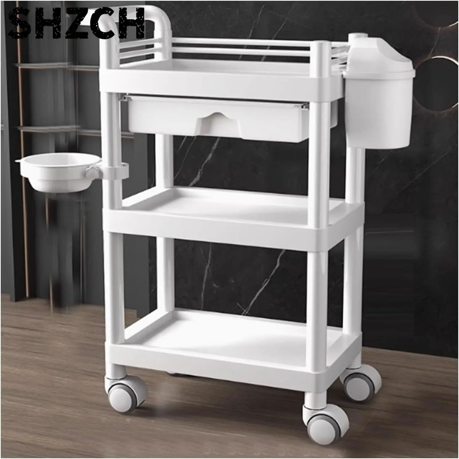 Barbershop Trolley with Wheels Multi-Layer Storage Rack High Load Capacity Durable 360°Rolling Workbench for Salon Spa Tattoo