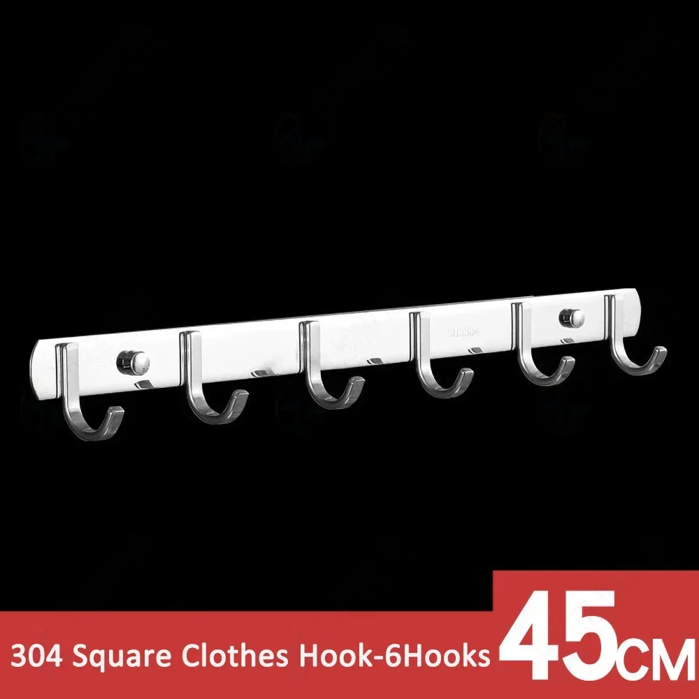 Towel Robe Hooks Silver Stainless Steel  Door Hanging Wall Mount Bath Coat Rack Hanger For Bathroom Kitchen Hardware