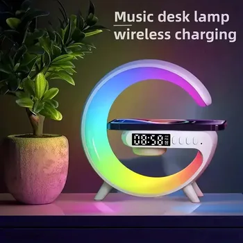 G63 audio RGB lighting clock Bluetooth speaker colorful atmosphere light lamp multi-function wireless charger station for phones