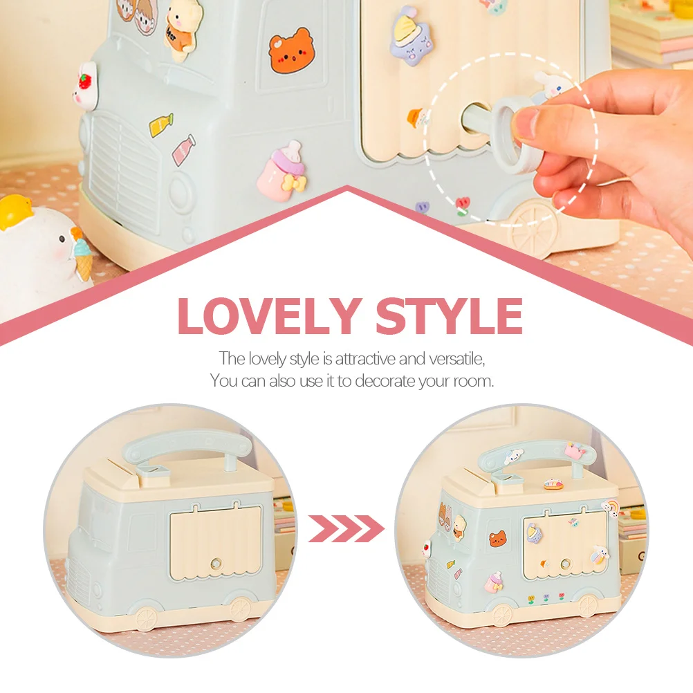 

Adorable Cartoon Car Piggy Bank Durable Children Saving Pot Exquisite Decorative Coin Container for Bedroom Living Room Home