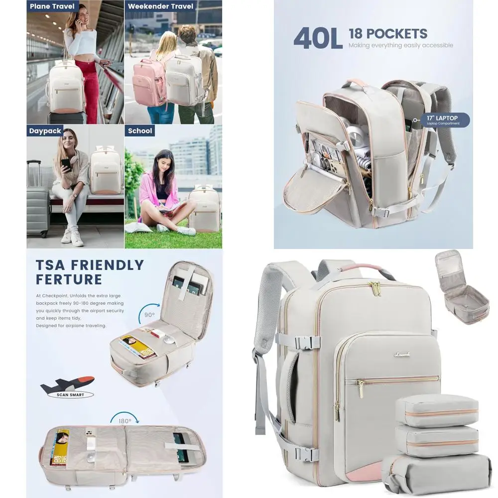 

Рюкзак для путешествий LOVEVOOK, 40 л, для женщин и мужчин, одобренный авиакомпаниями, ручная кладь, водонепроницаемый, для путешествий