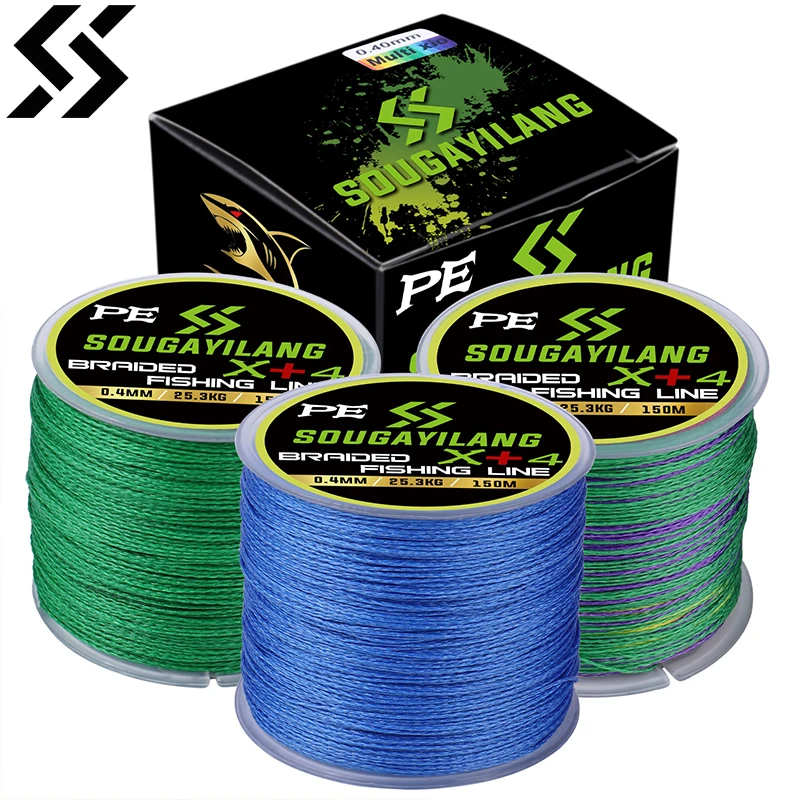 Sougayilang 4 Strand 12.3LB-55.8LB Japan Super Strong 150m 350m 550m Fishing PE Braided Line Multifilament Braid Thread