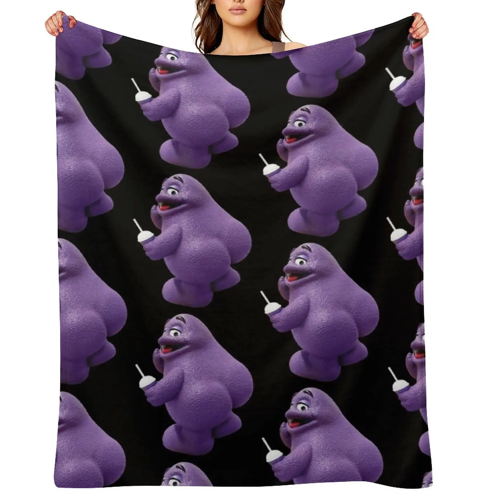 

Grimace Funny Throw Blanket Personalized Gift heavy to sleep Blankets For Sofas Soft Plaid Blankets
