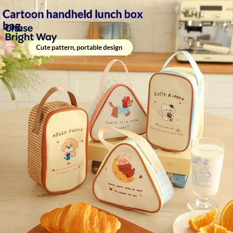 Cartoon Themed Reusable Insulated Lunch Bag Thermal Tote Handbag for Kids School Snacks