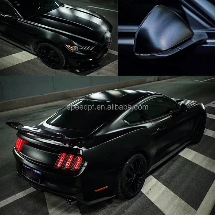 Новое поступление, матовая атласная черная металлическая наклейка на кузов автомобиля, хромированная виниловая пленка