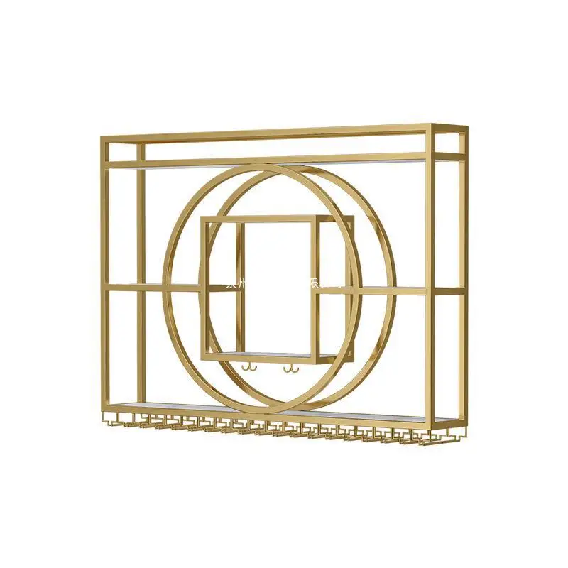 Restaurant wrought iron wall mounted wine rack, bar counter, luminous wine rack, wine cabinet