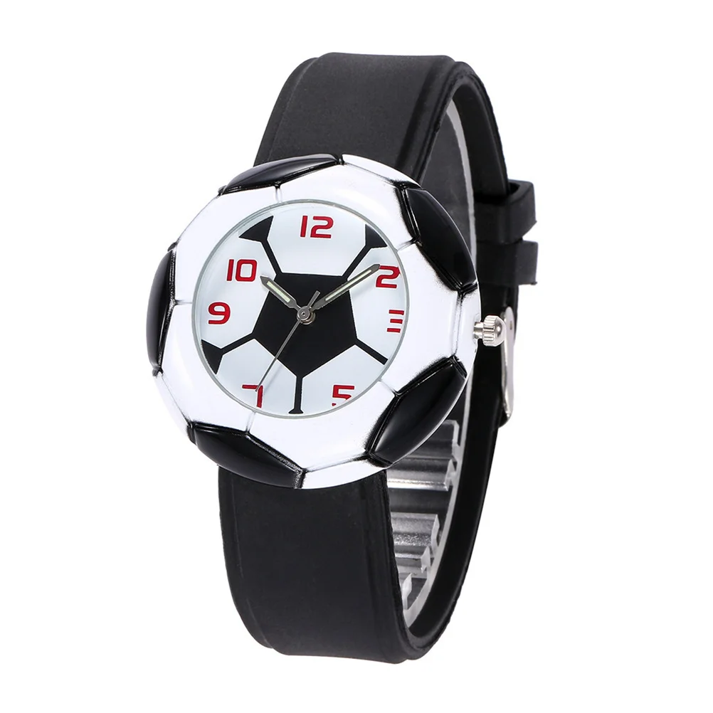 1 pz orologio da calcio con luce notturna modello cartone animato cinturino in silicone al quarzo regalo di compleanno favore nero