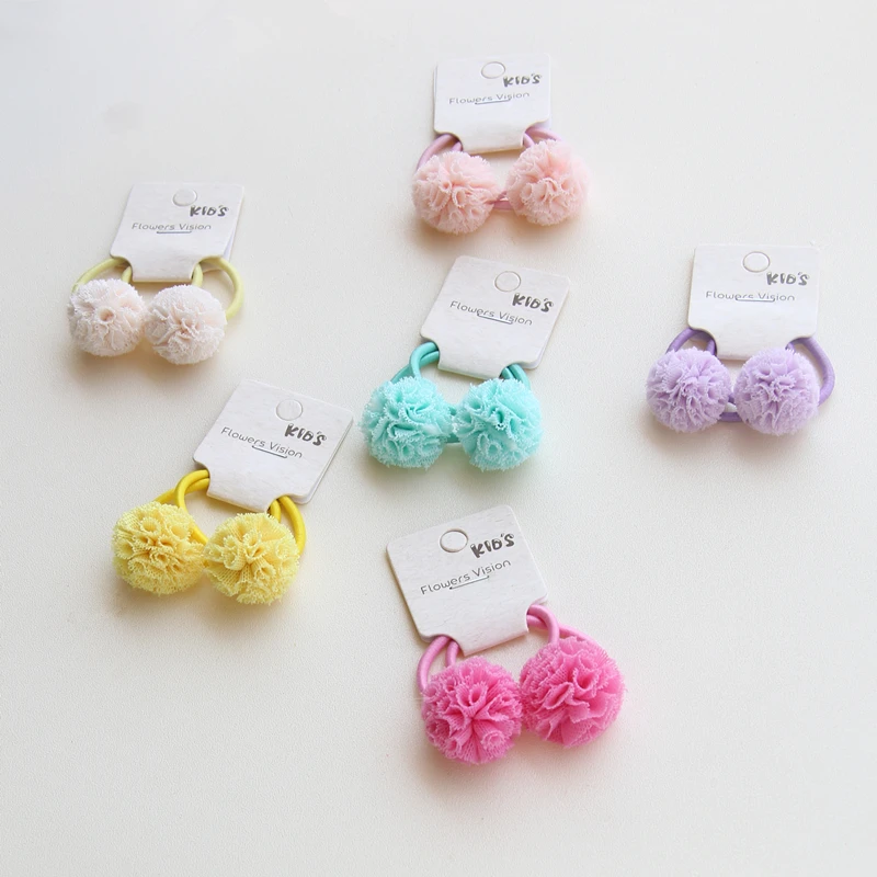 2pcs/lot Ball Student color Beads Hair Rope Girls Hair Accessories Ponytail Elastic Hair Band Hair Tie