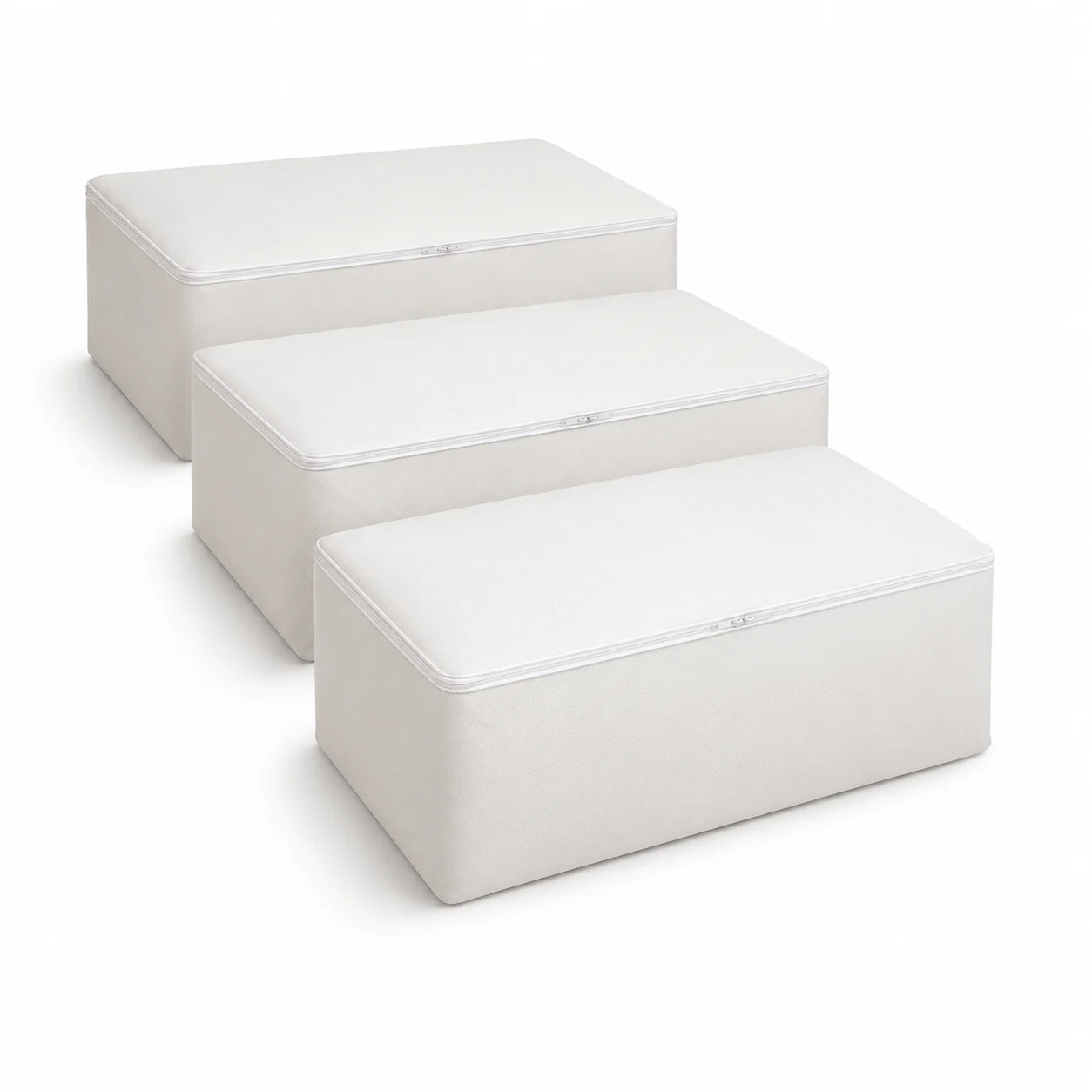 3er-Set Aufbewahrungstaschen für unter das Bett, 80 × 45 × 15 cm, Stofforganizer mit Reißverschluss für Bettwäsche, Decken und Kleidung