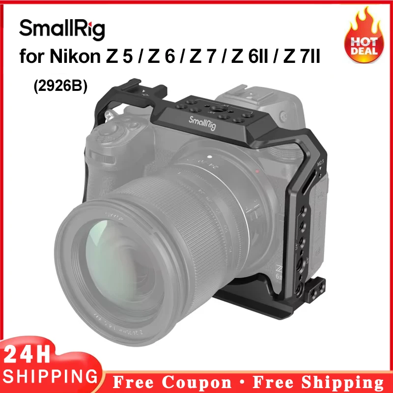 Полная клетка для камеры SmallRig для Nikon Z5/Z6/Z7/Z6II/Z7II, установка для камеры с холодным башмаком, NATO Rail 2926B