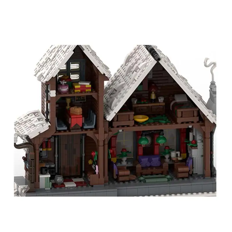 MOC Snow Scene House Building Blocks Set - Modello di esposizione del cottage invernale Giocattolo per ragazzi e ragazze Idea regalo di Natale