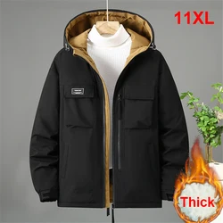 Winter Parkas Men Thick Cargo Jacket Coat Plus Size 10XL 11XL Fashion Casual Hooded Parkas Big Size 11XL