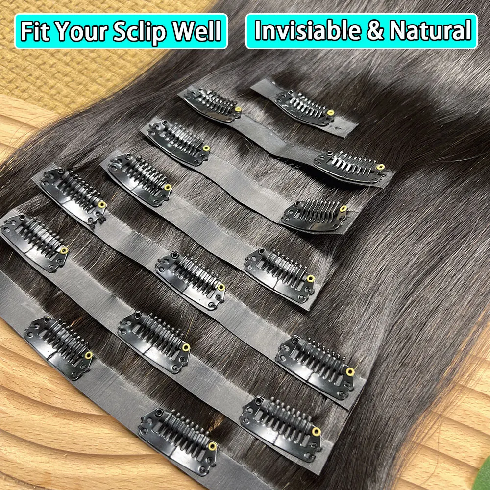 Body Wave Clip In Human Hair Extensions Full Head Virgin Hair Clip on Hair Extension for Women 7 Pcs/Set 100Gram Weft