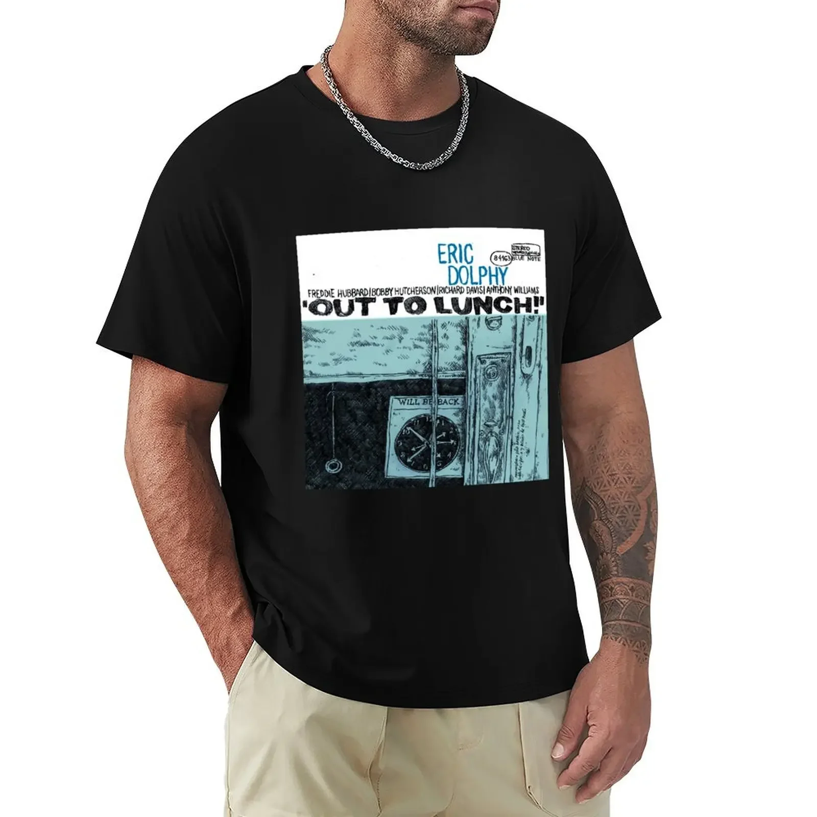 Eric Dolphy′s Out to Lunch! album cover redrawn by Maximiliano Lopez Barrios T-Shirt summer top clothes for men