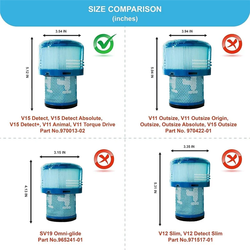 B99A-True HEPA Premium Filter Replacement For Dyson V15 Detect/V15 Detect Absolute Vacuum Attachments Part 970013-02