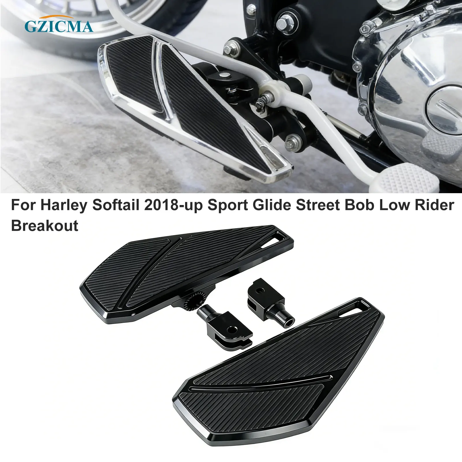

Motorcycle Front Floorboard Large Footpegs for Harley Softail 2018-up Sport Glide Street Bob Low Rider Breakout