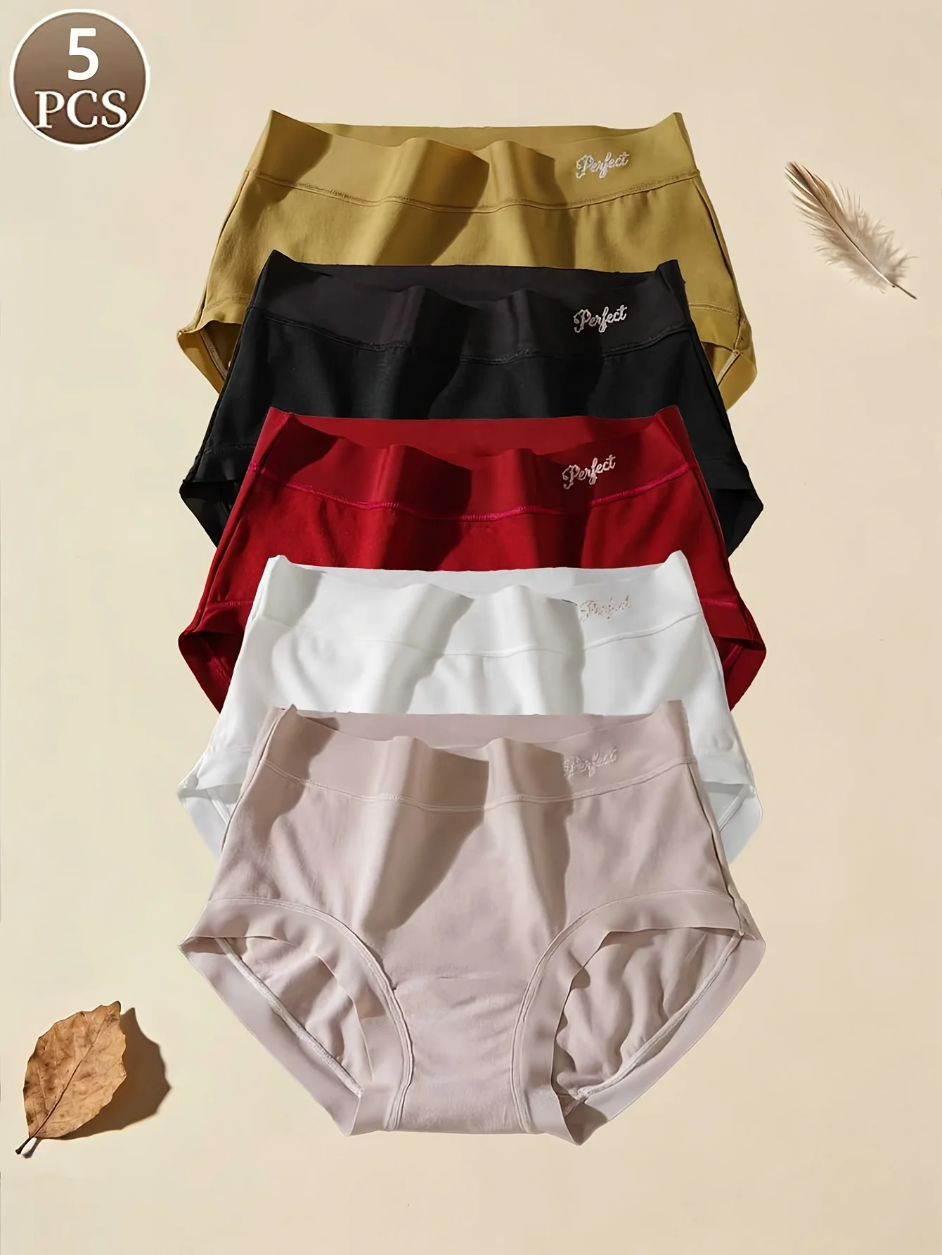 5-piece simple letter casual sports women's underwear, comfortable, soft and seamless mid-waist women's briefs