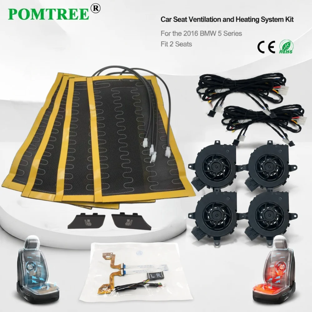 Car Seat Ventilation Kit Fit 2 Seats For 2016 BMW 5 Series,4 Fans Cool+4 Heating Pads,Heating & Ventilating Function In One Set