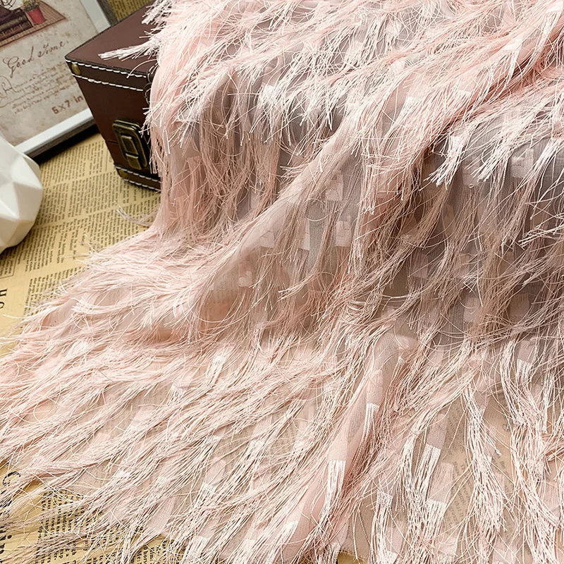 1Yard/lot 150cm wide New Long Fringe Chiffon Fabric Jacquard Cut Out Floral Fresh Women Blouse Dress Clothing Material