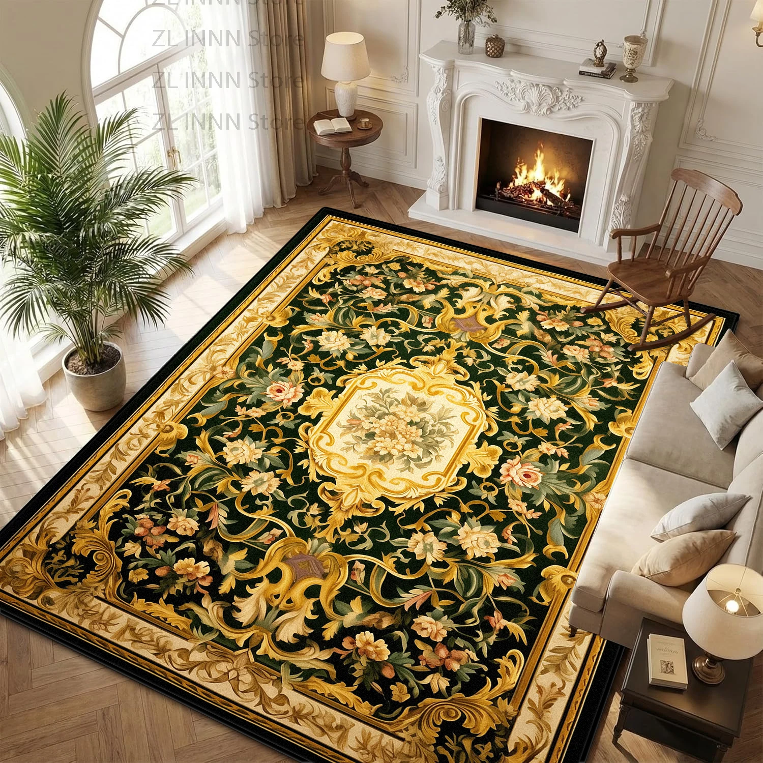 European Light Luxury Style Living Room Carpet Soft Plush Cover Non-slip Large Area Rugs Washable Foldable Decoration Home Mat