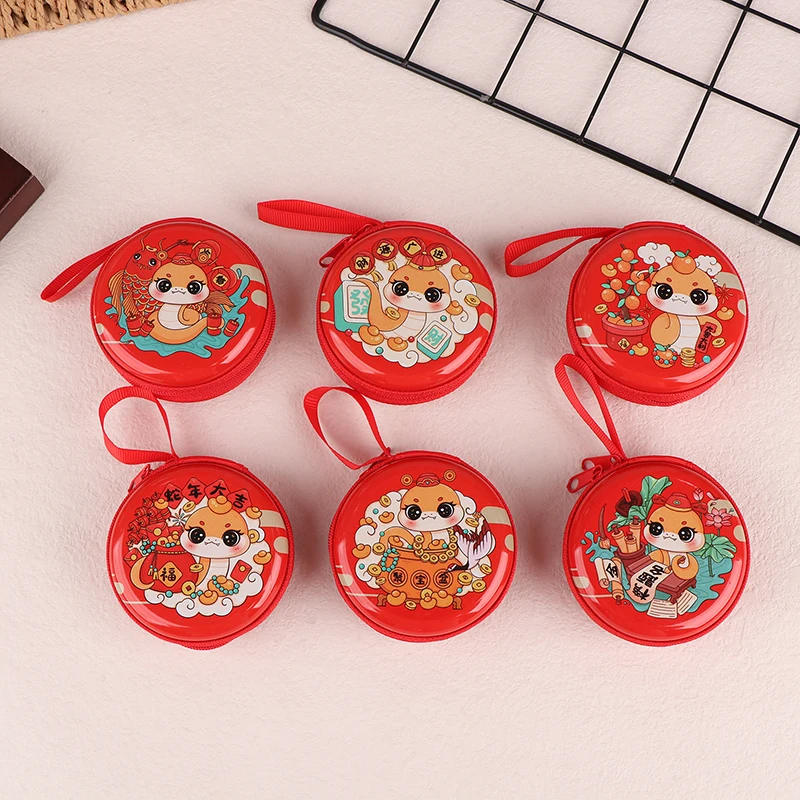 1Pc Cartoon 2025 Year Of Snake Coin Purse Candy Earrings Earphone Organizer Storage Box Kids Toy Organizer Keyring Pendant Gifts