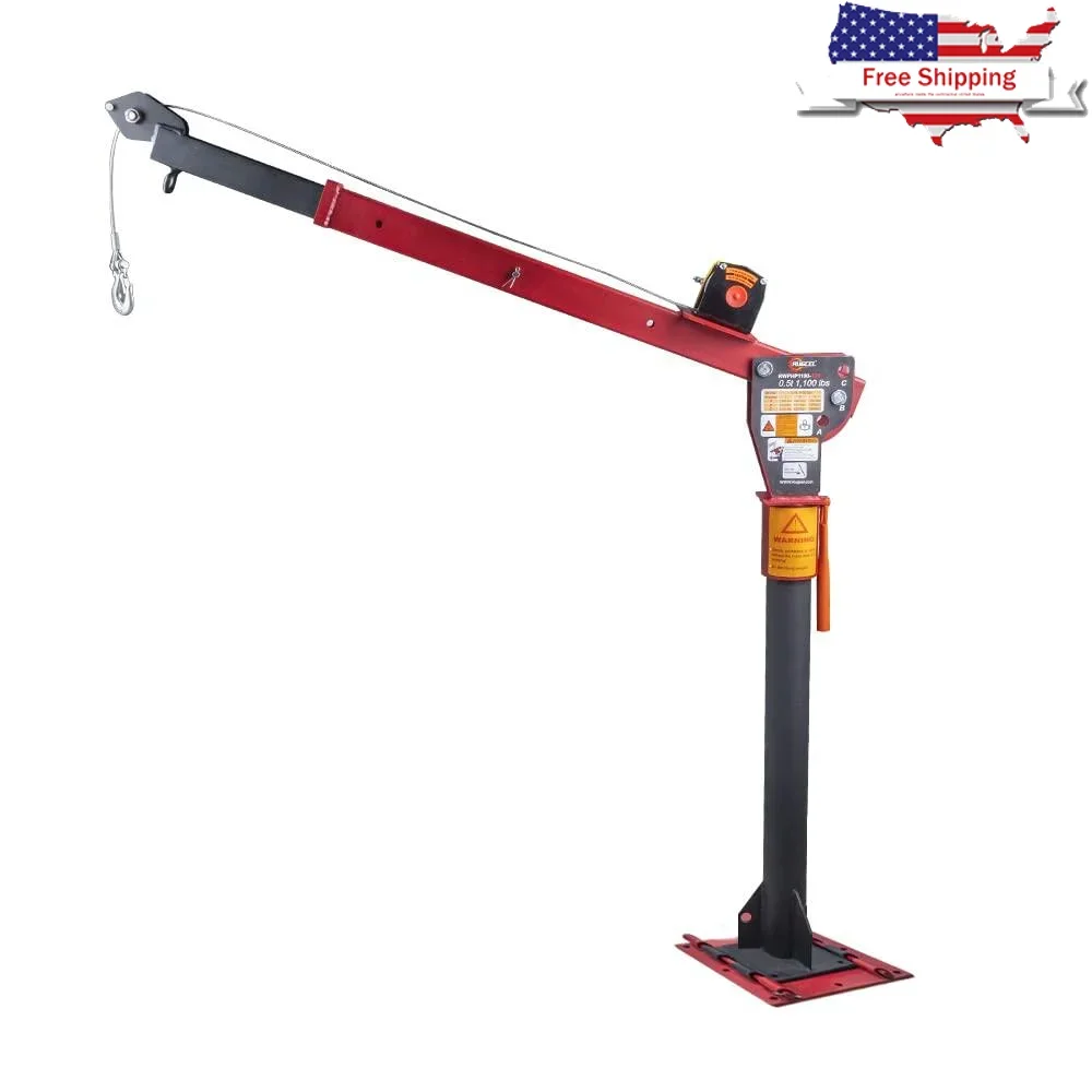 

Folding Dismountable Truck Crane 3500 lb 12V Electric Winch 360° Rotation Adjustable Boom Elevation Settings