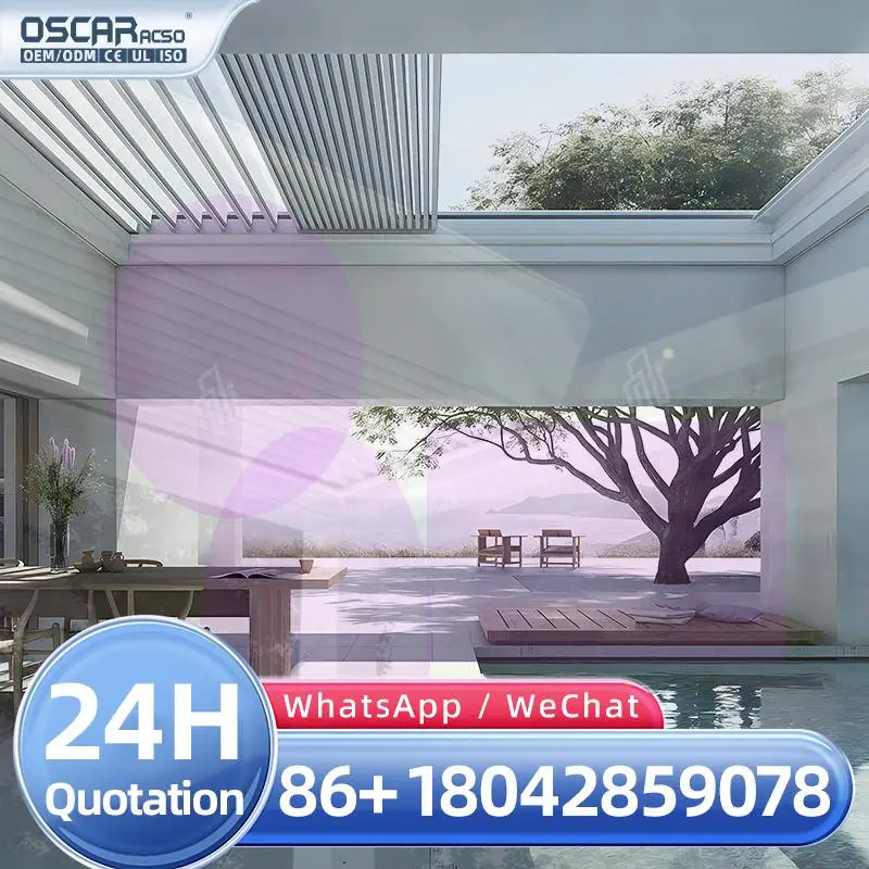 Automatic Wall Mounted Motorized Aluminium Louvred Roof Waterproof Outdoor Gazebo Kit for Balcony Patio Garden pergola