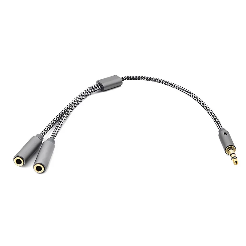 1PCS 3.5mm Audio Splitter Y Jack 1 Male to 2 Female M/F 3.5mm Stereo Earphone Connector Adapter Earphone Accessories
