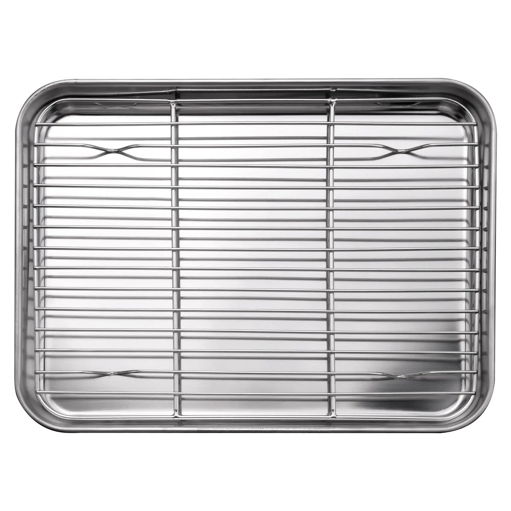 10 Inch Toaster Oven Tray and Rack Set, Small Stainless Steel Baking Pan with Cooling Rack,Dishwasher Safe Baking Sheet