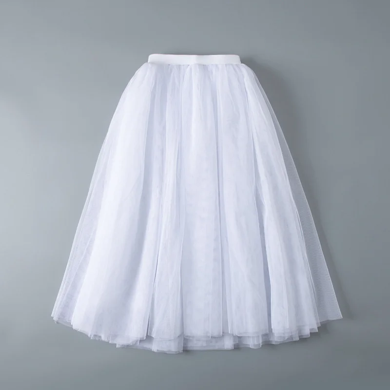 New Coming High Quality 3 Layers White Soft Dance Tulle Skirts Children Kids Girls Women Adult Half Long Ballet Tutu Skirt