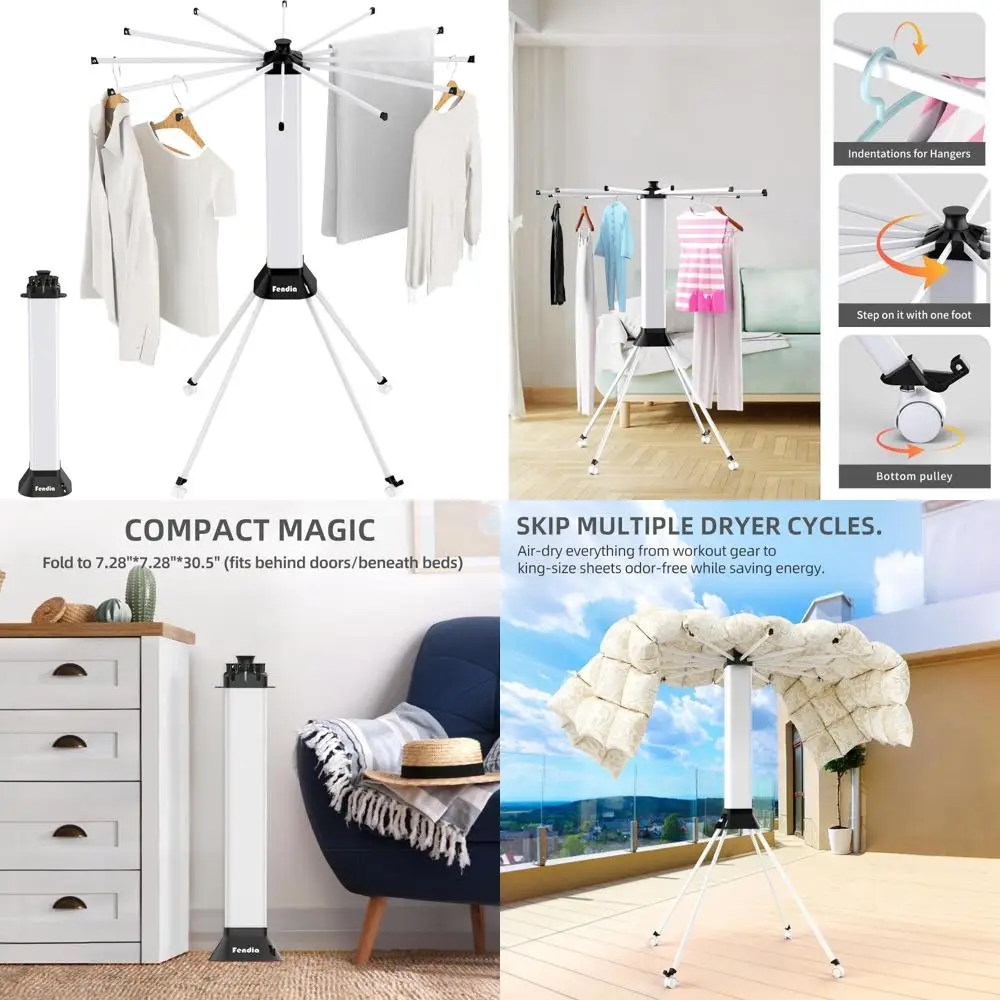 

Large Capacity Foldable Collapsible Drying Rack with 4-Leg Octopus Design for Space Saving Indoor Clothes Drying