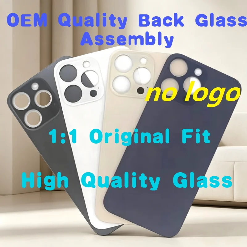 No Logo for iPhone 14 Pro 14 PM Rear Glass All Series Colors Large Hole 1:1 Original Fit High Quality Durable Anti-Scratch