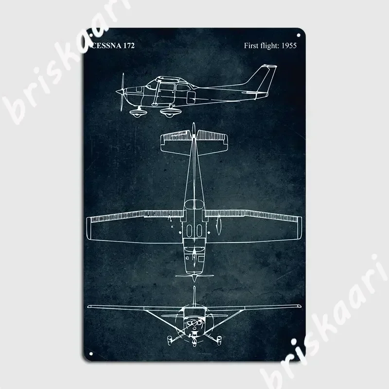 Cessna 172 Airplane Bluepr Poster Metal Plaque Poster Wall Decor Create Designing Funny Kitchen Tin Sign Poster