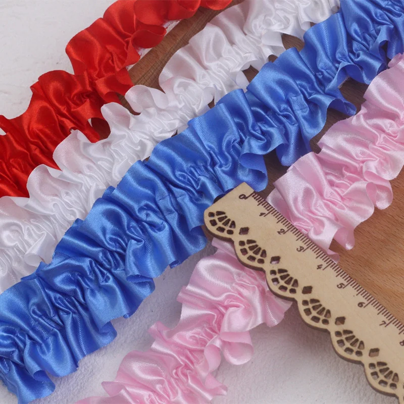 Lolita Center Pleated Elastic Satin Ribbon Lace Diy Ladies Hair Hoop Headdress Toy Clothes Skirt Sewing Dresses For Women 2025
