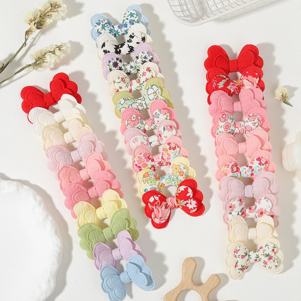 

20 шт./лот, милые тканевые заколки-бантики с принтом для девочек, ручной работы, мини-заколки, головные уборы, детские аксессуары для волос