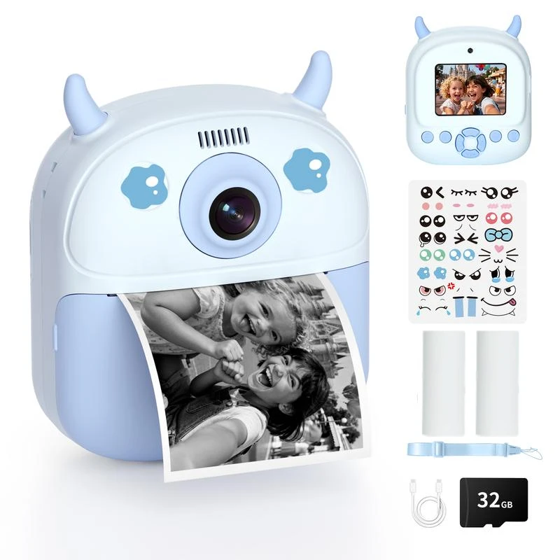 

NEW Instant Print Camera For Kids Christmas Birthday Gifts for Girls Boys HD Digital Video Cameras for Toddler Cute Portable Toy