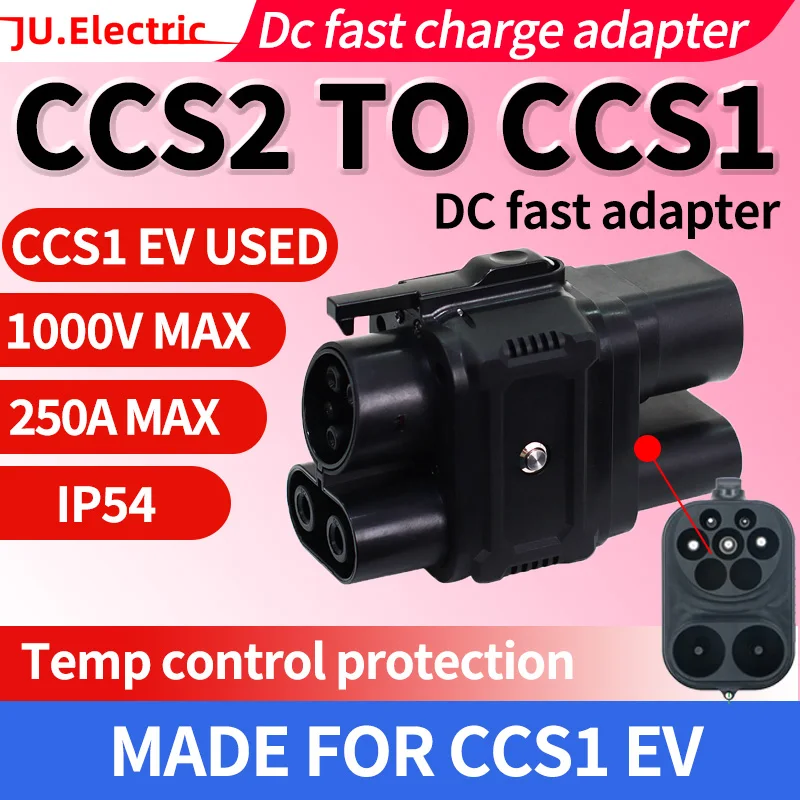 

250A CCS2 to CCS1 Adapter DC Fast EV Charger European and American Electric car vehicle charger connector