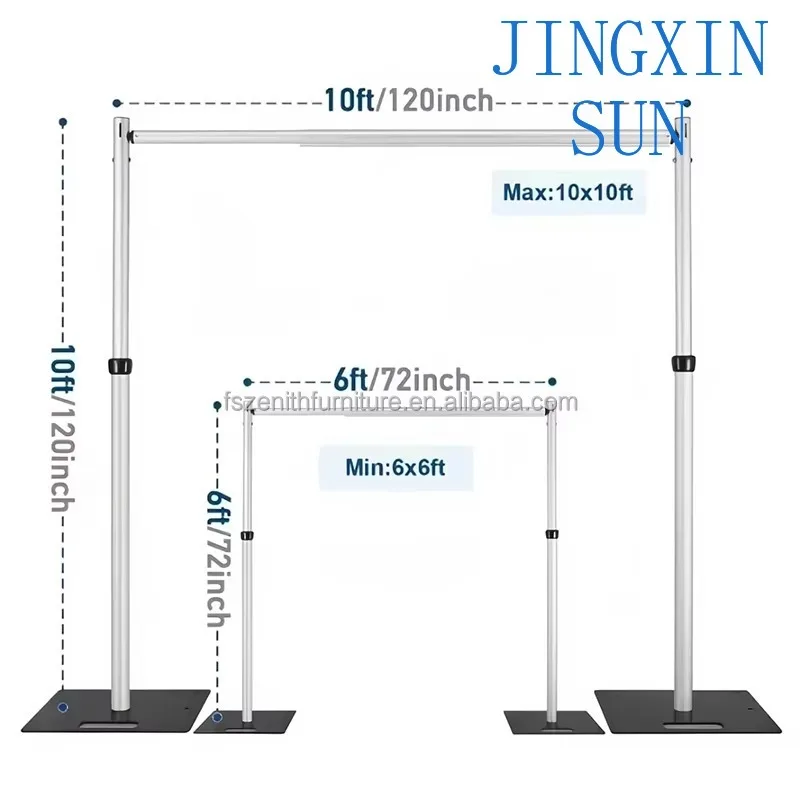 10 'Photo Booth Background Rack Adjustable Alloy Curtain Decorative Background Rack Heavy Duty Ceremony Wedding Background Rack