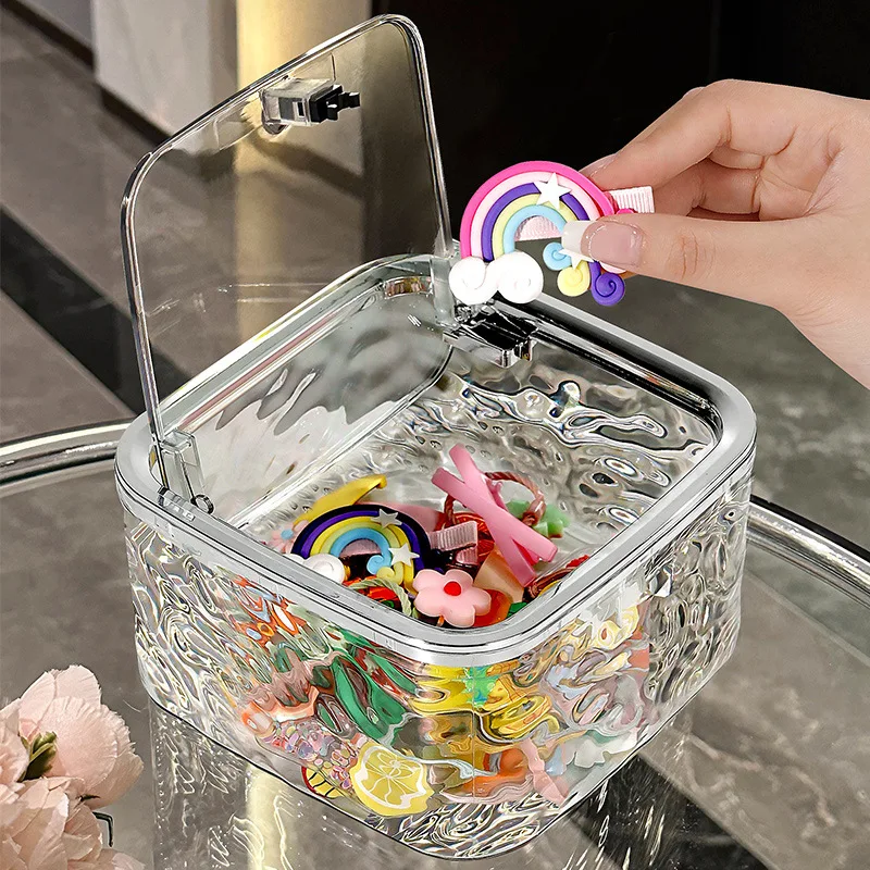 

Laundry Pods Hair Accessories Organizer Storage Box Clear Acrylic Hair Tie Headband Container Desk Organizer Desktop Trash Can