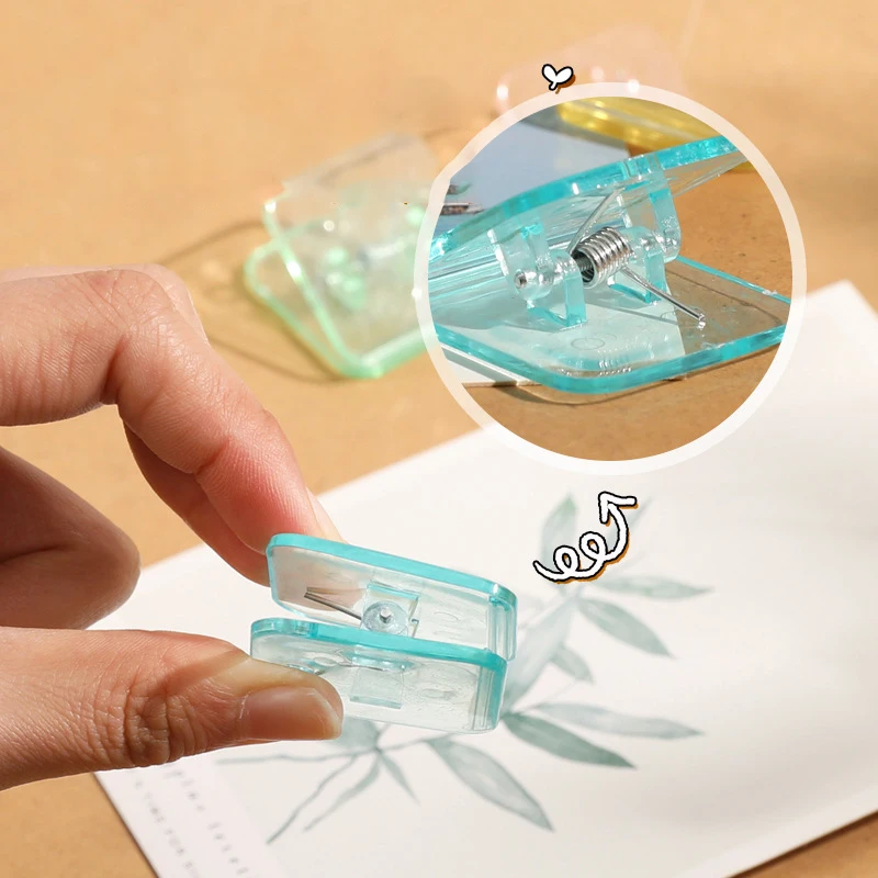 5pcs Colorful Square Paper Clips Kawaii Transparent Binder Clips Documents Tickets File Folder Planner Index Page Bookmarks