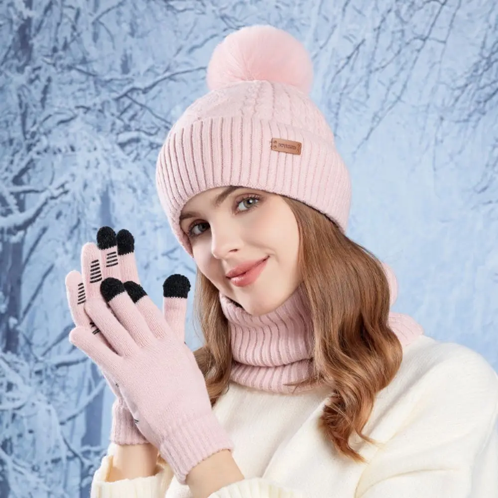 3 قطعة بسيطة بلون قبعة وشاح قفازات مجموعة الصوف الدافئ الحراري متماسكة قبعة الصوف اصطف الرقبة حامي قبعة شتوية قبعة الشتاء
