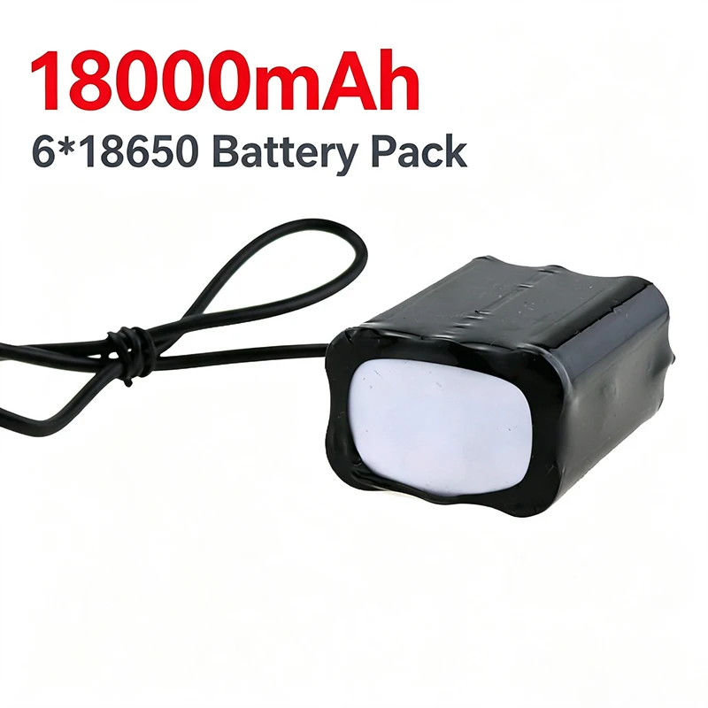 18000mAh 8.4V 18650 Battery Pack 6*18650 Rechargeable Lithium Ion Battery for Bike Light Bicycle Flashlight Headlamp Replacement