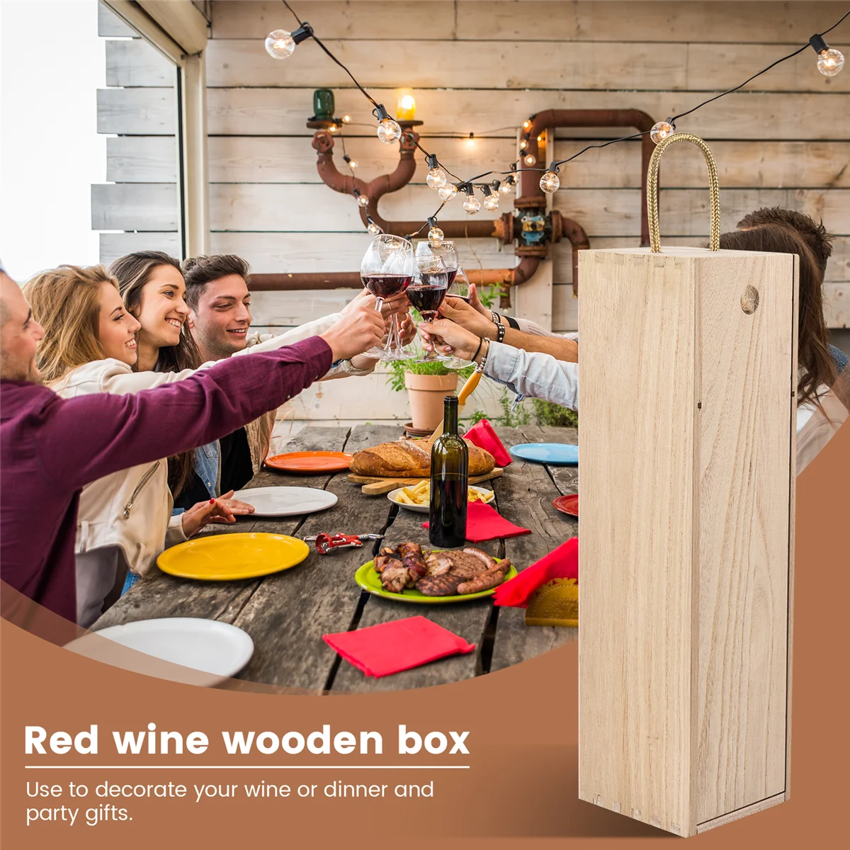 Botella de vino tinto, caja de embalaje de madera para flauta de Hampagne, envoltura de regalo de madera especial, almacenamiento para vino, puede hacer logotipo, caja de embalaje de regalo