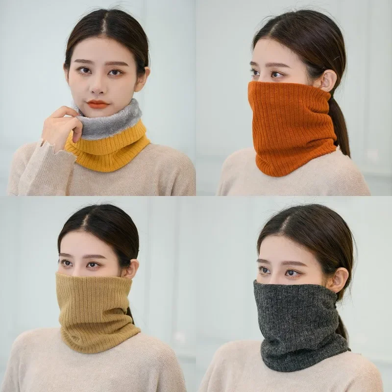 2022 New Winter Scarf Women Warm Knitted Ring Scarves Wool Fur Thick Children Neck Warmer Boys Girl Plush Scarf Colla