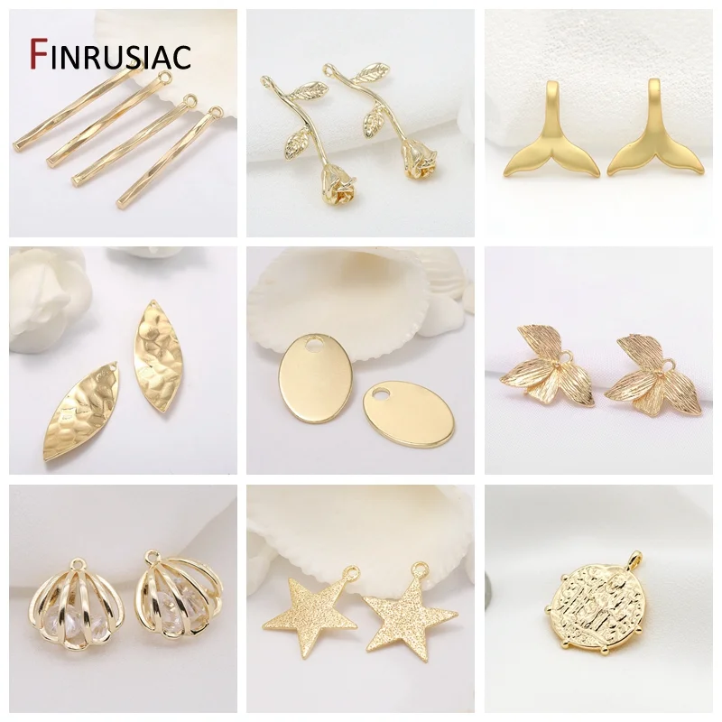 Pendentif de Cuir oral elu en Laiton Plaqué Or 14K, Connecteur à 2 Anneaux, Breloques pour Bricolage, Bijoux pour Femmes, Composants de Direction, Accessoires, Vente en Gros