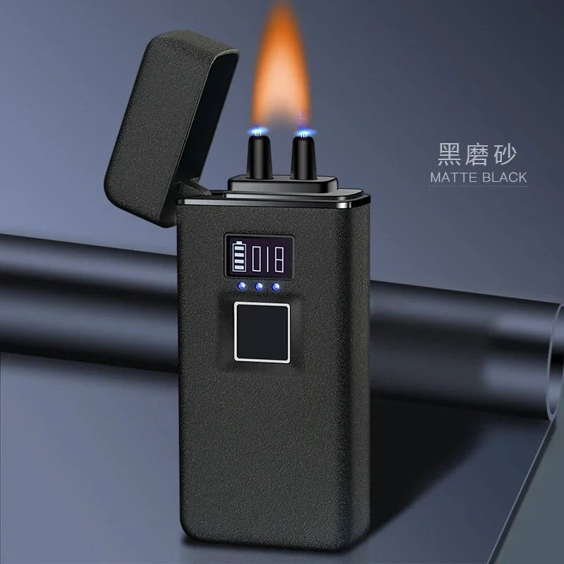 New Real Fingerprint Recognition Electronic Usb Recharge Sense Touch Electric Arc Display Power Lighter For Friends Gift