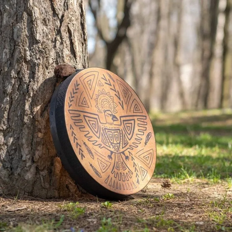 جلد الغنم الشاماني طبل 25 سنتيمتر الطيور نمط شامان طبل الكبار المهنية قرع الطبول الشامانية ممارسة الأدوات الموسيقية #4